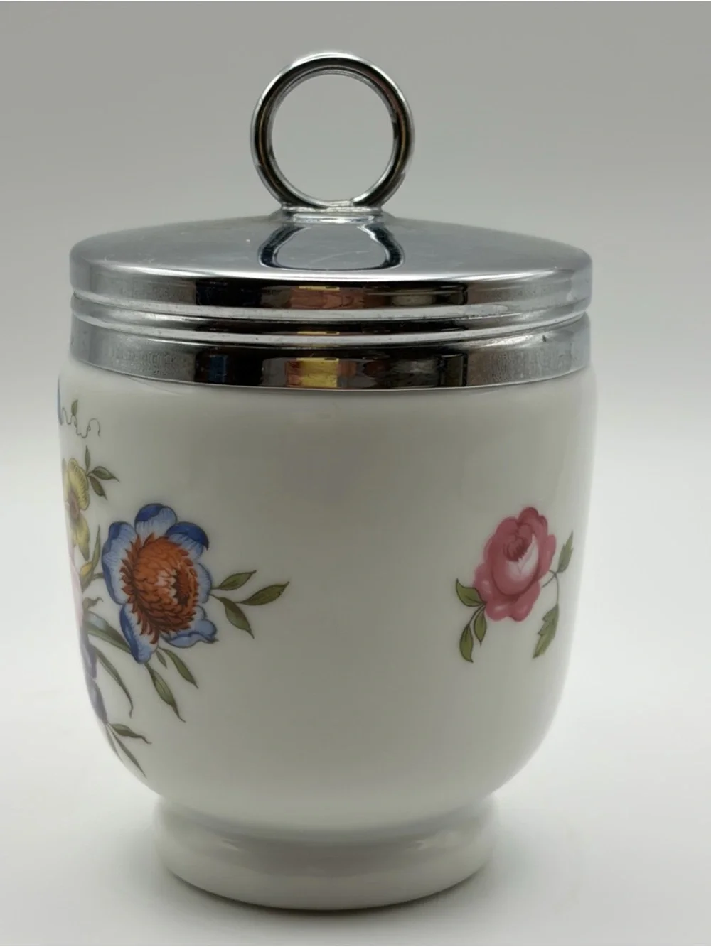 Royal Worcester Porcelain Egg Coddler 4” Bournemouth Rose Cottagecore Floral